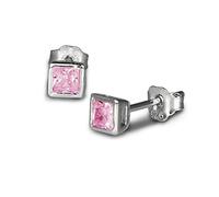 SilberDream Ohrstecker 4mm rosa Ohrringe Silber Quadrat Zirkonia Damen D1SDO704A