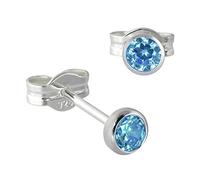 SilberDream Ohrstecker Damen 925 Silber hellblau Zirkonia Ohrringe 3mm D3SDO5533H Silber, Zirkonia Ohrschmuck für die Frau