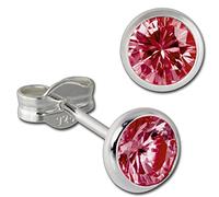 SilberDream Ohrstecker Damen 925 Silber rubinrot Zirkonia Ohrringe 5mm D3SDO5535P Silber, Zirkonia Ohrschmuck für die Frau