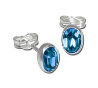 SilberDream Ohrstecker Damen 925 Silber türkis oval Zirkonia Ohrringe D3SDO552T Silber, Zirkonia Ohrschmuck für die Frau