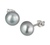 SilberDream Ohrstecker für Damen 925 Silber grau Perle Ohrringe 9,5mm D3SDO110K Silber, Perle Ohrschmuck für die Frau