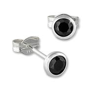 SilberDream Ohrstecker für Damen Silber schwarz Zirkonia Ohrringe 4mm D3SDO5534S Silber, Zirkonia Ohrschmuck für die Frau