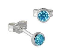 SilberDream Ohrstecker für Damen Silber türkis Zirkonia Ohrringe 3mm D3SDO5533T Silber, Zirkonia Ohrschmuck für die Frau
