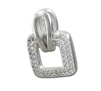 SilberDream Square Ketten-Anhänger Damen Zirkonia weiß 925 Echt Silber GSH402W Silber Kettenanhänger