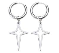 Silberfarbene kleine Kreuz Stern Ohrringe für Frauen und Mädchen, einfache koreanische Mode, Ohrschnallen, Ohrring, Trend Schmuck, Reif für Huggie, Teenager Mädchen, Stern für Männer, Reif, Mädchen