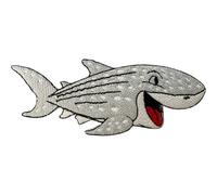 Silbergrauer Hai-Aufnäher zum Aufbügeln oder Aufnähen, für Jeansjacke, Fisch-Stickerei