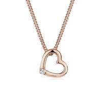 Silberkette ELLI DIAMONDS "Halskette Herz Diamant Weiß Brillantschliff (0.015 ct) 925 Sterling Silber" Gr. 45, rosa (rosegold), Halsketten, Damen, Silber 925 (Sterlingsilber), Silberkette (74462311-45