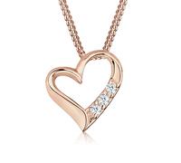 Silberkette ELLI DIAMONDS "Halskette Herz Liebe Diamant (0.06 ct.) 925 Silber" Gr. 45, rosa (rosegold), Halsketten, Damen, Silber 925 (Sterlingsilber), Silberkette (32733353-45) rosegold