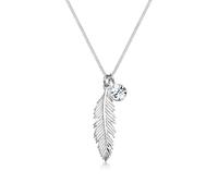 Collierkettchen ELLI "mit Kristalle und Feder 925 Silber" Halsketten Gr. mit Steinen, Silber 925 (Sterlingsilber), Länge: 45 cm, silberfarben (silber, weiß) Damen Colliers (330186-0)