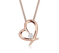 Silberkette ELLI "Halskette Herz Geschwungen Zirkonia 925 Silber" Gr. 45, rosa (rosegold), Halsketten, Damen, mit Stein, Silber 925 (Sterlingsilber), Silberkette (47870164-45) rosegold