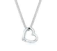 Silberkette ELLI "Halskette Herz Schmuck Geschenk mit Kristallen von Swarovski 925 Sterling Silber" Gr. 55, weiß, Halsketten, Damen, 55,mit Stein, Silber 925 (Sterlingsilber), Silberkette (36186008-55