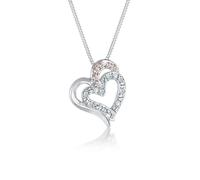 Silberkette ELLI "Halskette Herz Weiß 925 Sterling Silber, mit Kristallen von Swarovski" Gr. 45, silber, Halsketten, Damen, Silber 925 (Sterlingsilber), Silberkette (73001646-45) silber