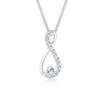 Silberkette ELLI "Halskette Infinity Unendlichkeit 925 Silber, mit Kristallen von Swarovski" Gr. 45, silber, Halsketten, Damen, Silber 925 (Sterlingsilber), Silberkette (41386817-45) silber