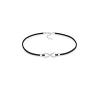 Silberkette ELLI "Halskette Infinity Zirkonia Leder synthetisches 925 Silber" Gr. 32, silber, Halsketten, Damen, mit Stein, Silber 925 (Sterlingsilber), Silberkette (51919958-32) silber