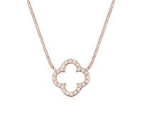 Silberkette ELLI "Halskette Kleeblatt Glück Zirkonia 925 Silber" Gr. 40, rosa (rosegold), Halsketten, Damen, 40,mit Stein, Silber 925 (Sterlingsilber), Silberkette (10582823-40) rosegold