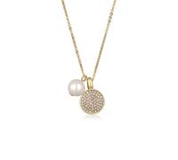 Silberkette ELLI "Halskette Kristall Perlenanhänger Elegant Silberfarben" Gr. 42, gold, Halsketten, Damen, mit Stein, Messing, Silberkette (87063617-42) gold