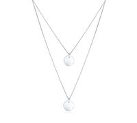 Elli Halskette – Layer mit Kreis-Plättchen, 2-lagig, 925 Sterling Silber, 45 cm