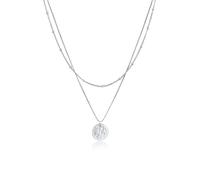 Silberkette ELLI "Halskette Layer Plättchen Kugelkette Boho 2-lagig 925 Silber" Gr. 40, silber, Halsketten, Damen, 40, Silber 925 (Sterlingsilber), Silberkette (54827926-40) silber