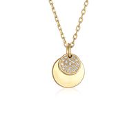 Silberkette ELLI "Halskette Plättchen Kristalle Elegant Silberfarben" Gr. 42, gold, Halsketten, Damen, mit Stein, Messing, Silberkette (90351314-42) gold