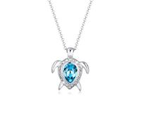 Silberkette ELLI "Halskette Schildkröte Hellblau 925 Sterling Silber, mit Kristallen von Swarovski" Gr. 45, silber, Halsketten, Damen, Silber 925 (Sterlingsilber), Silberkette (69965709-45) silber