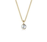 Silberkette ELLI "Halskette Solitär Rund 925 Silber, mit Kristallen von Swarovski" Gr. 45, gold, Halsketten, Damen, 45, Silber 925 (Sterlingsilber), Silberkette (21503064-45) gold