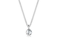 Silberkette ELLI "Halskette Solitär Rund 925 Silber, mit Kristallen von Swarovski" Gr. 50, silber, Halsketten, Damen, 50, Silber 925 (Sterlingsilber), Silberkette (54086140-50) silber