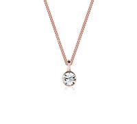 Silberkette ELLI "Halskette Vergoldet mit weißen Kristall Anhänger" Gr. 45, rosa (rosegold), Halsketten, Damen, mit Stein, Silber 925 (Sterlingsilber), Silberkette (85363217-45) rosegold