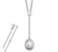 Silberkette ONE ELEMENT "Zirkonia Anker Halskette aus 925 Silber 45 cm", silber, Halsketten, Damen, Perlen Silber 925 (Sterlingsilber), Perlen, Silber 925 (Sterlingsilber), Silberkette, Fein gefertigt