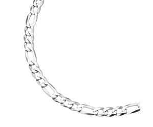 Silberkette SMART JEWEL "Figarokette 3/1 diamantiert, massiv, Silber 925", silber, Halsketten, Damen, 50cm, Silber 925 (Sterlingsilber), Silberkette (71767653-0) silber