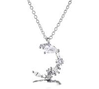 Silberketten für Damen, Cresent-Halskette für Damen, S925-Sterling, unregelmäßiger Mond-Zirkon-Anhänger, zierlicher, trendiger Halsreif, zarter Kettenschmuck, ihre Mädchen, Paare