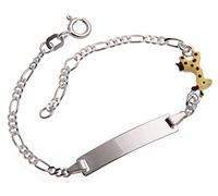 Silberketten Store Baby Gravurarmband, ID Armband mit Giraffe inklusive Gravur (beidseitig) - massiv 925 Silber, Länge wählbar 10,5-15,5cm