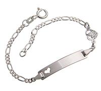 Silberketten Store Baby- & Kinder ID Armband mit Herz & Engel-Anhänger II inkl. Gravur & Geschenksäckchen I aus 925 Silber I nickelfrei für Allergiker geeignet I 10 Schriftarten I 12 cm