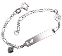 Silberketten-Store Baby- & Kinder ID Armband mit Herz & Herz-Anhängern inkl. Gravur & Geschenksäckchen I aus 925 Silber I nickelfrei & allergiker-geeignet I 10 Schriftarten