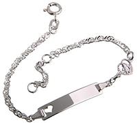 Silberketten Store Baby- & Kinder ID Armband Singapur mit Herz & Engel-Anhänger inkl. Gravur & Geschenksäckchen I aus 925 Silber I nickelfrei & allergiker-geeignet I 10 Schriftarten I 16 cm