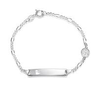 SILBERKETTEN STORE DEIN SCHMUCK ONLINE SHOP ID-Gravurarmband Figaro 2,4mm Lebensbaum | Herz in der Gravurplatte | aus echt 925 Silber | inkl. Gravur