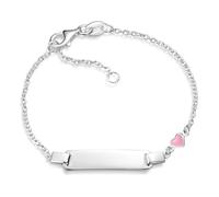 Silberketten Store DEIN SCHMUCK ONLINE SHOP Kinder/Baby Gravur-Armband Erbse 1,5mm mit rosafarbenem Herz |inklusive Gravur | echt 925 Silber