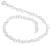 Silberketten Store Fußkette Herzen - Länge wählbar 23-30cm - echt 925 Silber
