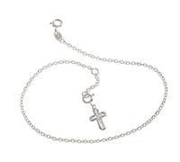Silberketten Store Fußkette mit Anhänger Kreuz - Erbskette, 2mm Breite - echt 925 Silber - Länge 23cm