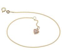 Silberketten Store Fußkette Panzer mit Anhänger Herz - 1,2mm Breite - Länge wählbar 23-30cm - echt 333 Gold