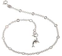Silberketten Store Fußkette Silber (Erbskette) geschliffen mit Delphin - 2mm Breite - Länge wählbar 23-30cm - echt 925 Silber