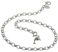Silberketten Store Fußkette Silber (Erbskette) mit Anhänger Delphin - 4mm Breite, Länge 28cm - echt 925 Silber