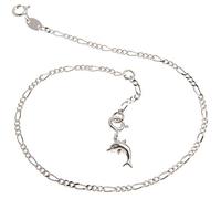 Silberketten Store Fußkette Silber (Figarokette) mit Anhänger Delphin - Breite 2,2mm - Länge 27cm - echt 925 Silber