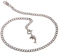 Silberketten Store Fußkette Silber (Panzerkette) mit Anhänger Delphin - 3mm Breite, Länge wählbar 23cm-30cm - echt 925 Silber