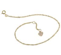 Silberketten Store Fußkette Singapur mit Anhänger Herz - 1,8mm Breite - Länge wählbar 23-30cm - echt 333 Gold