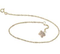 Silberketten Store Fußkette Singapur mit Anhänger Schmetterling - 1,8mm Breite - Länge wählbar 23-30cm - echt 333 Gold