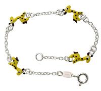 Silberketten Store Kinder-Armband mit 4 Giraffen - massiv 925 Silber, Länge von 11-17cm