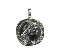 SILBERMOOS Damen Anhänger Münze Nachbildung antik römisch Kaiser Caesar rund geschwärzt 925 Sterling Silber