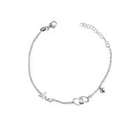 SILBERMOOS Damen Armband Love Liebe Herz Statement Ankerkette fein, 16,5 cm + Verlängerung, 925 Sterling Silber