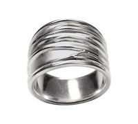 SILBERMOOS Damen Ring Faltenring Falten Wellen gefaltet breite Struktur matt glänzend Sterling Silber 925, Größe:56