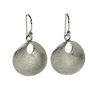 SILBERMOOS Ohrhänger Scheibe Kreis rund gebogen gebürstet 925 Sterling Silber Ohrschmuck Ohrringe